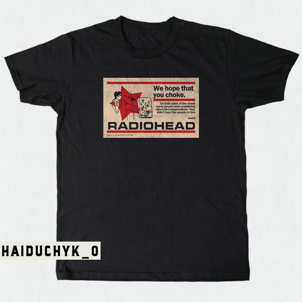 Radiohead Надеемся, ты подавишься Унисекс Черная Футболка Размер S-5XL Унисекс Футболка