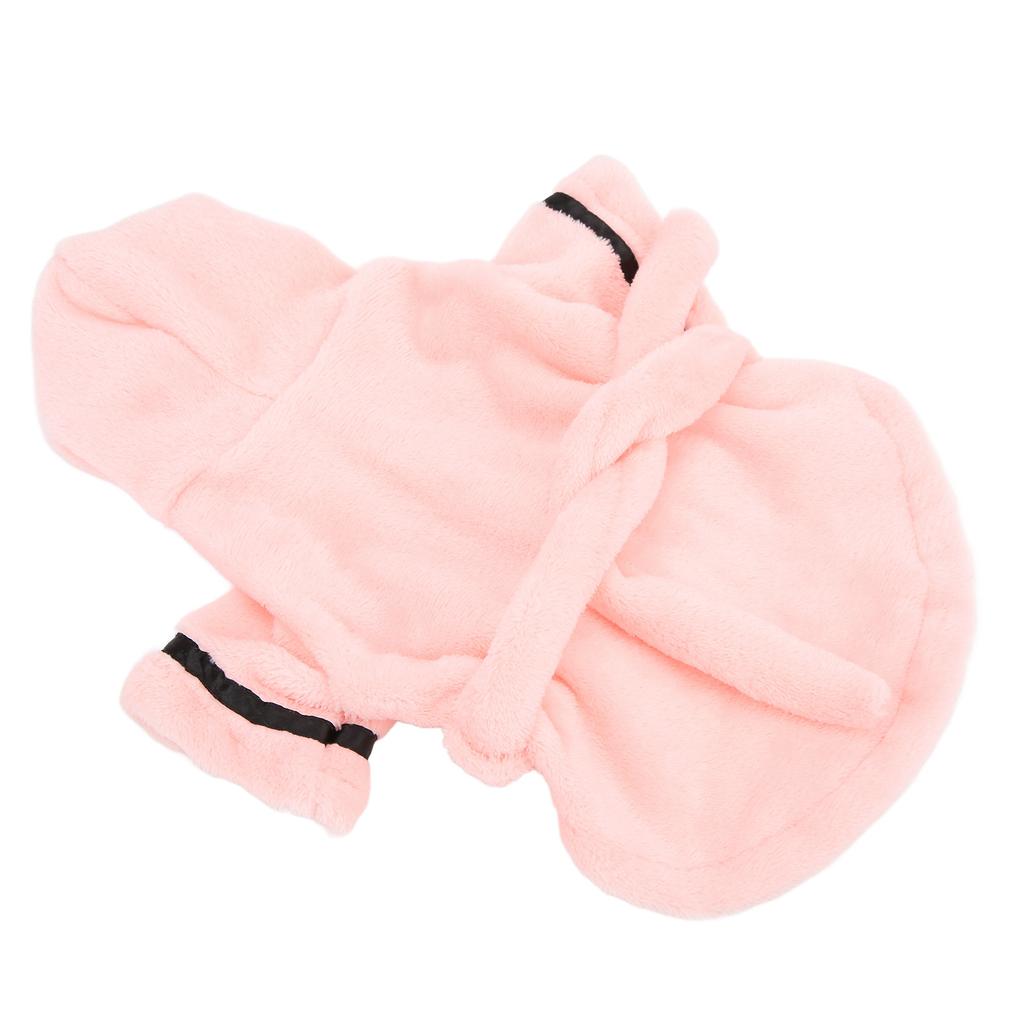 Pet Bathrobe Plush Warm Absorbent Puppy Hooded Pajama with Waistband for Small Dogs CatsM