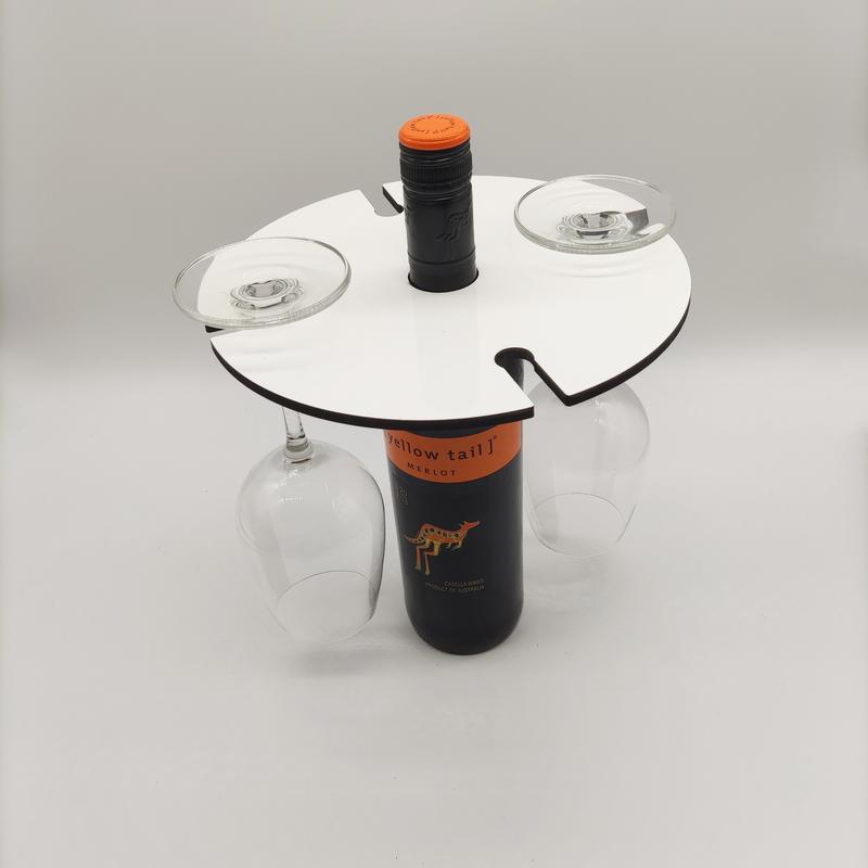 Simple MDF Caddy with UV Printed Wooden for Champagne Glass Cup Hanger Red Wine Goblet Holder Sublimation Caddy Holder