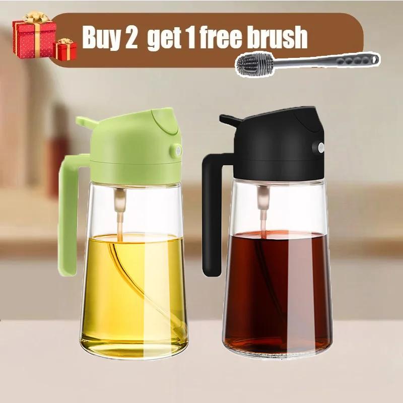2 in1 Spray Oil Sprayer Kitchen Oil Spray Bottle Plastic 500ML Oil Dispenser Spray Container Cooking Camping Kitchen Seasoning