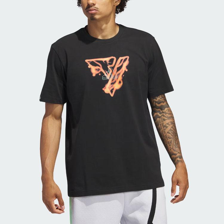 adidas Trae Young Icy Fire Signature Print Баскетбольная футболка с короткими рукавами Мужские топы черные IM9167