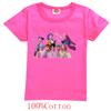 Kids Girls Anime Cartoon K-Pop Print Short Sleeves Cotton T-Shirt