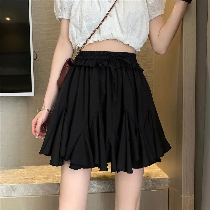 Skirts Women Pleated High Waist Solid Korean Style All-match Mini Summer Newest Simple Streetwear Holiday Female Leisure