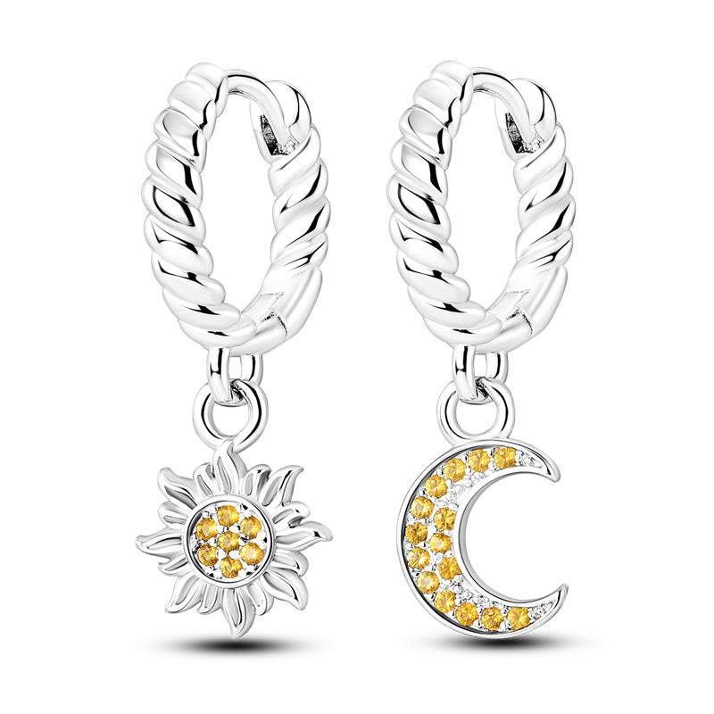 New 925 Sterling Silver Earrings Crystal Me Pave Circular U-shape Stars Hoop Earring for Women Making Jewelry Gift Dropshipping