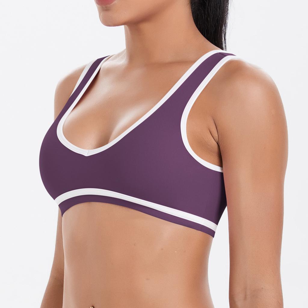 Double-sided Brushed Color-blocking Tight-fitting Breathable Back Sports Bra Running Fitness Yoga Top For Women