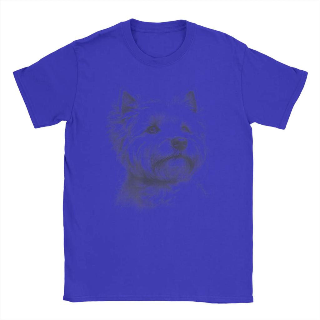 West Highland Terrier Drawing Westie Face T Shirts Unisex Pure Cotton Crewneck Oversize Clothes Short Sleeve Tops
