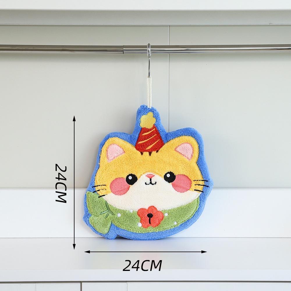 Cute Cat Hand Towel Coral Fleece Bathroom Kerchief Durable Toilet Handkerchief  Kitchen