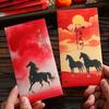 6pcs Cartoon Chinese New Year Red Envelope 2026 Horse Year Red Pocket Money Bag  Marriage Ceremony
