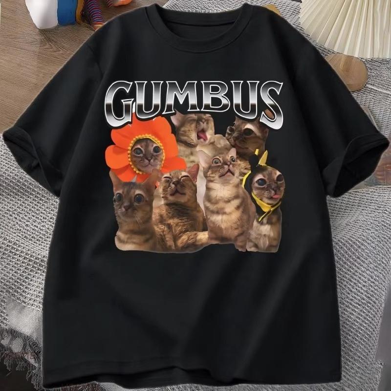 Gumbus Cat Funny Meme Tshirt Cotton Shortsleeved Unisexs Casual Tops Harajuku Oversize Tee Cotton Fashion Streetwear Tops