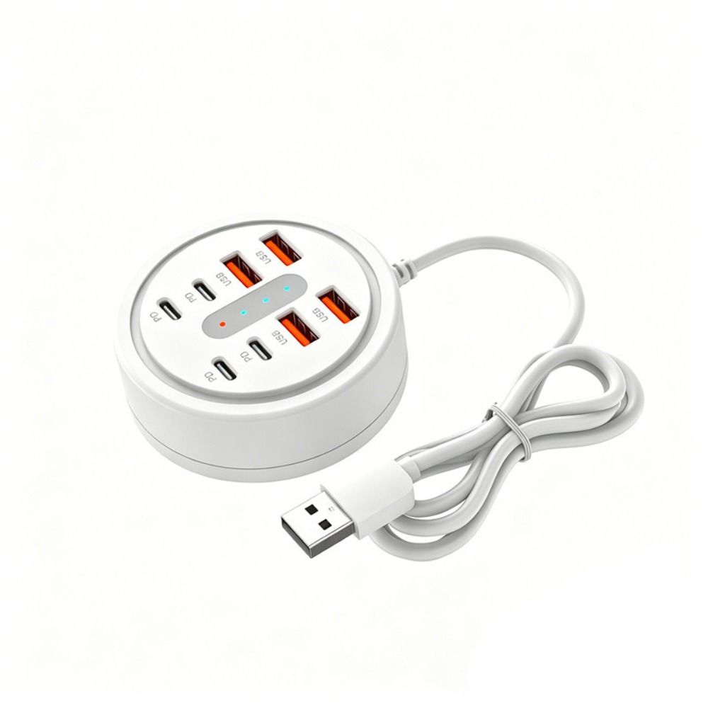 Зарядная станция для настольного компьютера 66 Вт, 4 USB + 4 Type-C, 8 портов, USB-C Быстрая зарядка, Для путешествий