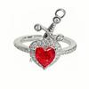 Blood Red Zircon Four-Leaf Clover Love Open Ring Female Retro Niche Design High-End Personality Index Finger Ring