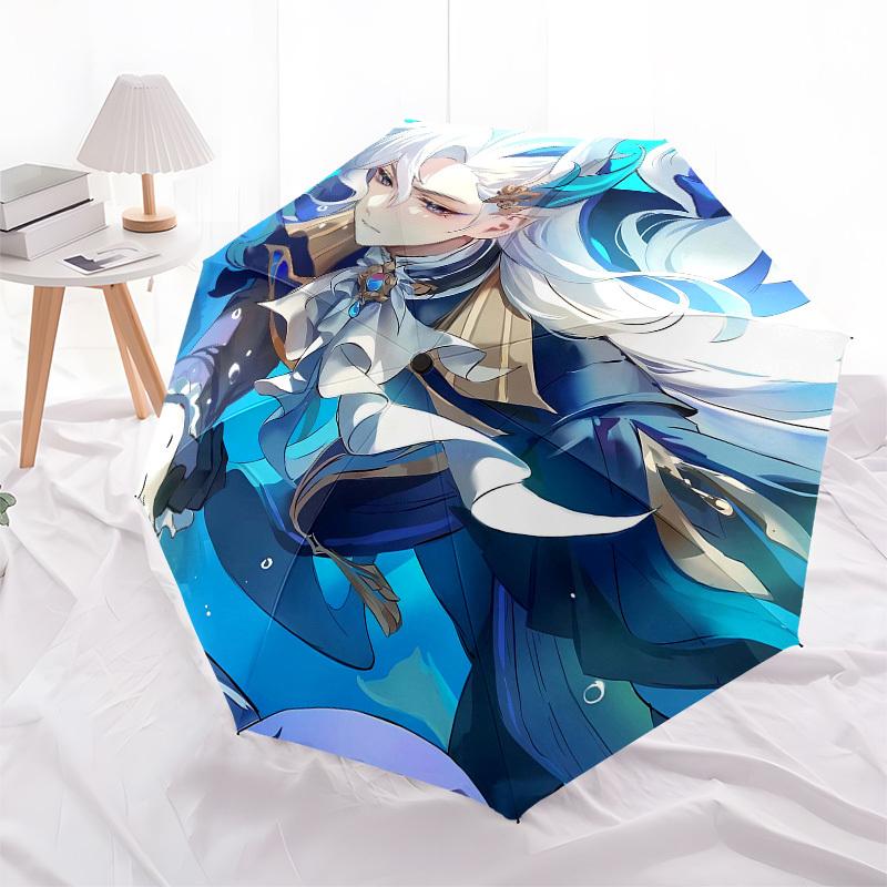 Fantasy Character, Blue Theme- Automatic Opening and Closing, 8-rib Structure Portable Umbrella, Suitable for Men and Women in All Seasons -