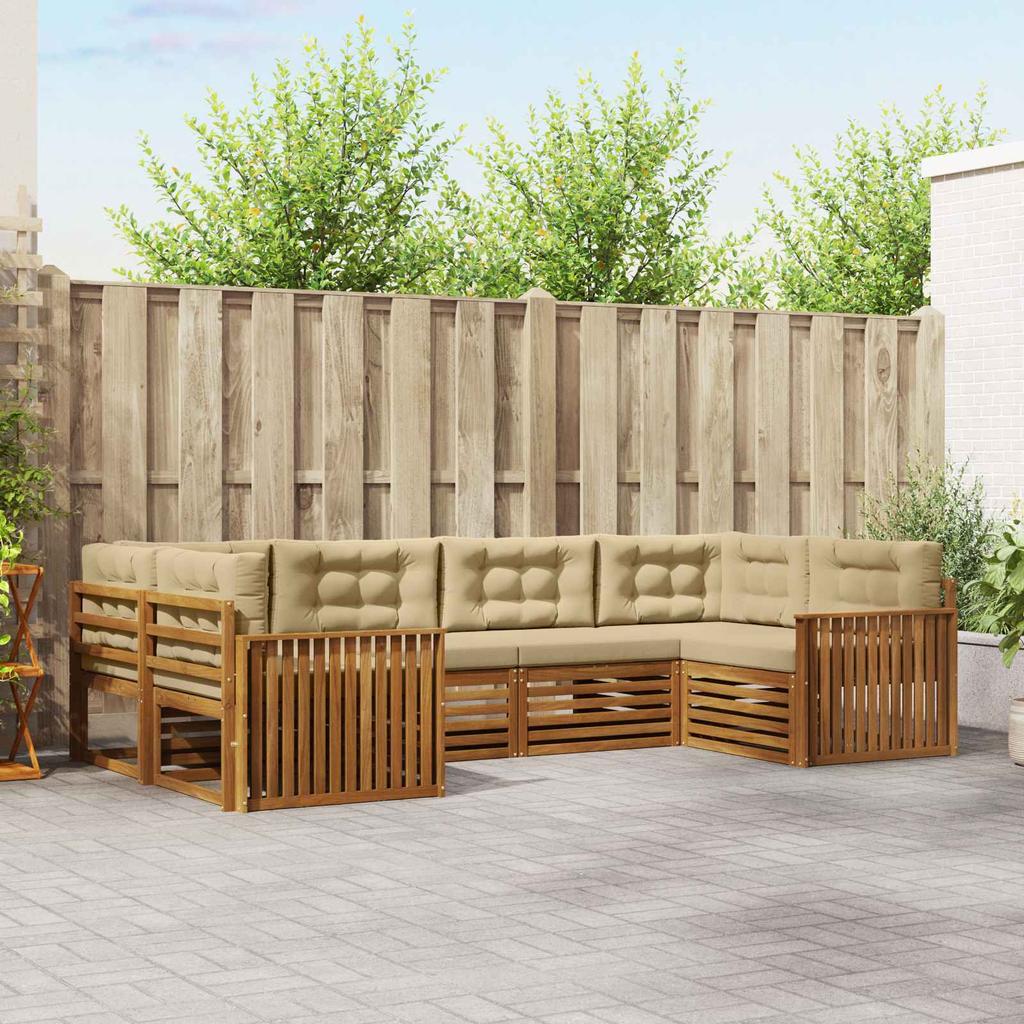 Outdoor Sofa Set with Cushions 6 pcs Natural and Beige