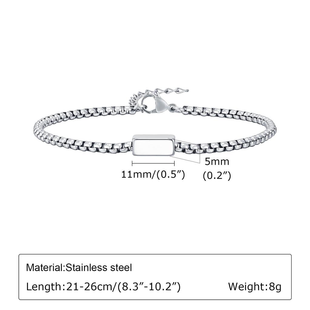 Vnox Геометрические квадратные браслеты-шармы в виде круглых трубок для мужчин, мальчиков, унисекс браслет цепочка плетения «коробка», водонепроницаемые простые металлические украшения