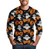 Men's Halloween Printed  Collar Three-Quarter Sleeve