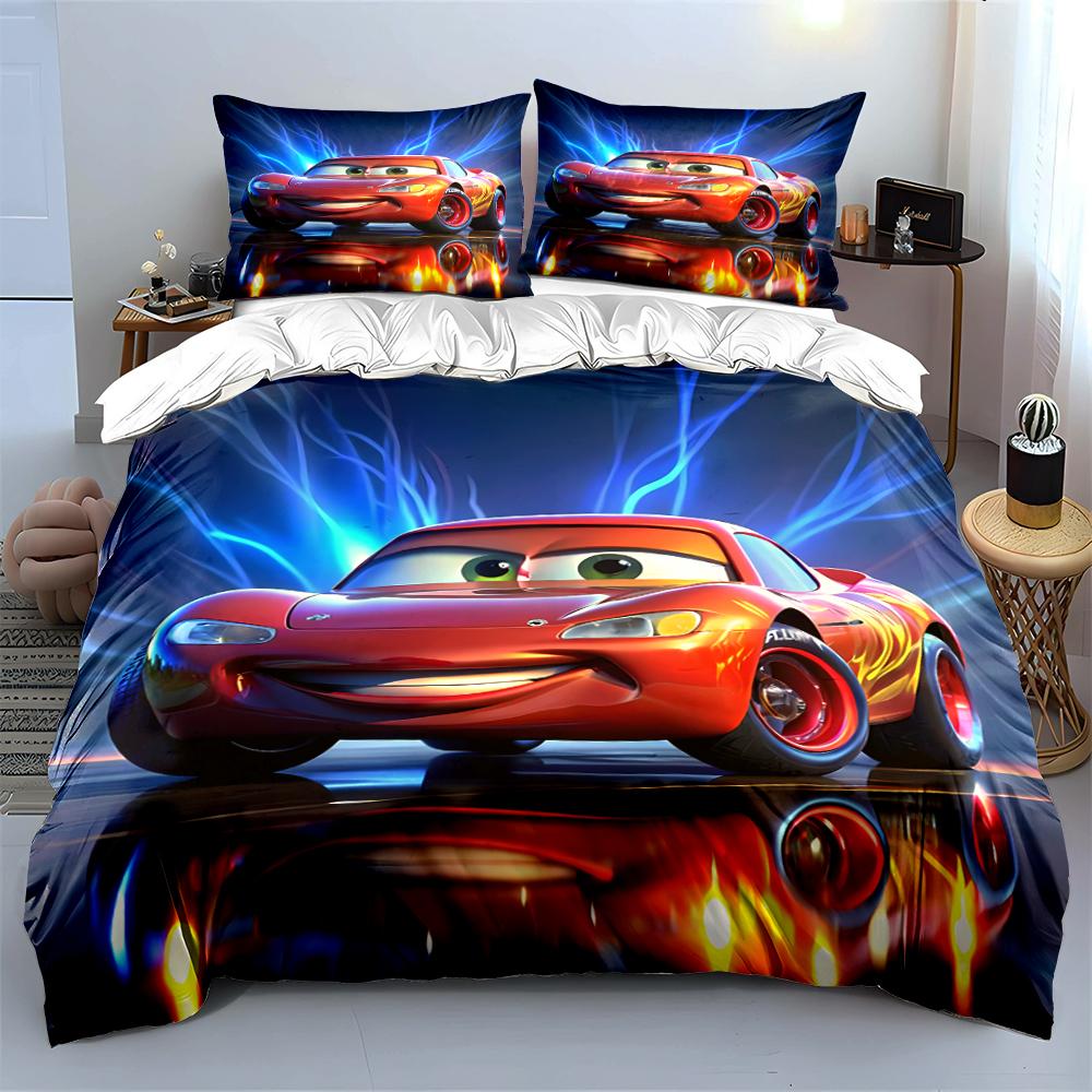Red Sports Car Bedding Three-Piece Set Bedding set (1 duvet cover, 2 pillowcases, duvet not included)