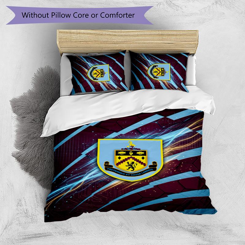 Burnley Football Printed 3 Pieces Bedding Set, Comfortable Skin Friendly Bedroom Duvet Cover Set
