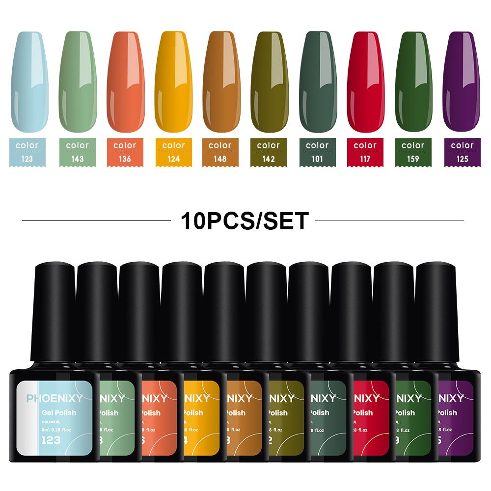 PHOENIXY 111 Colors of Gel Nail Polish Bright and Colorful Gel Lacquer for UV Gel Nails Soak-off UV LED Semi-Permanent Gel Varnishes