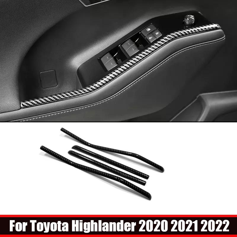 For Toyota Highlander XU70 ABS Car Window Lifter Switch side Trims Glass Door Armrest Panel Accessories