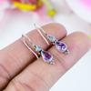 Natural Amethyst,Moonstone Gemstone 925 Solid Sterling Silver Earring 1.25" T4c70