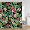 Tropical Leaves Shower Curtain Green Leaf Palm Flower Flower Bathroom Curtain Green Plant Bathroom Decoration with Hook