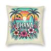Hawaiian Ohana Means Family Square Pillowcase Polyester Linen Velvet Pattern Zip Decorative Sofa Cushion Cover x