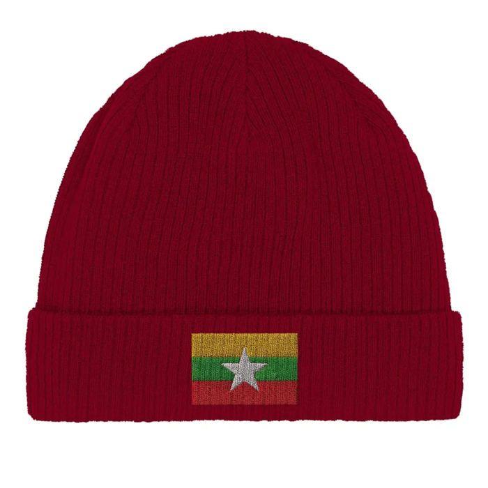 Bonnet Drapeau Birmanie En Rouge