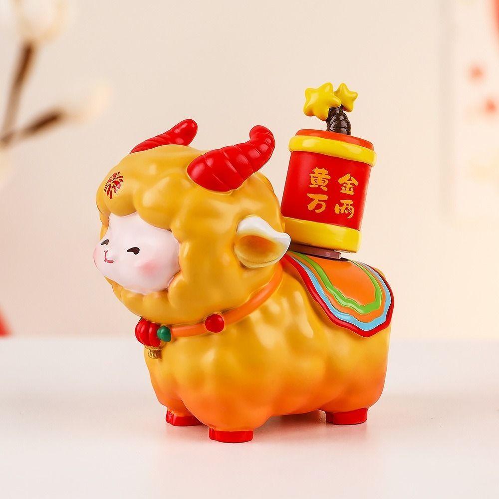 Resin Sheep Desktop Ornament Chinese Style Fortune Sheep Figure Office Desktop