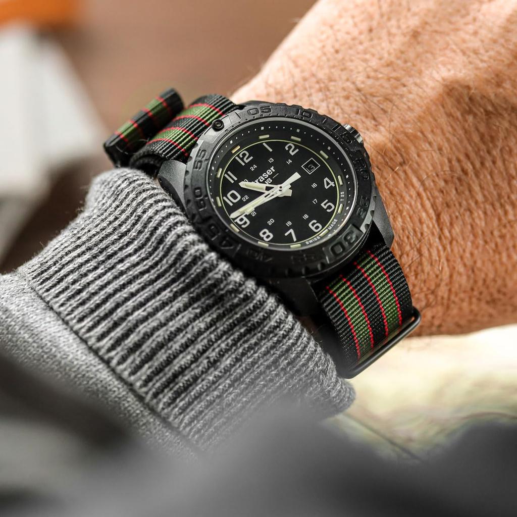 Geckota Vintage Bond 1973 Нейлоновый ремешок для часов Британской армии с черной пряжкой 22 мм - -