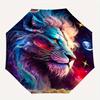 1pc Colorful Galactic Lion Durable Cartoon Folding Umbrella,Compact Umbrella for Men and Women, Suitable for Travel or Daily Use.W017