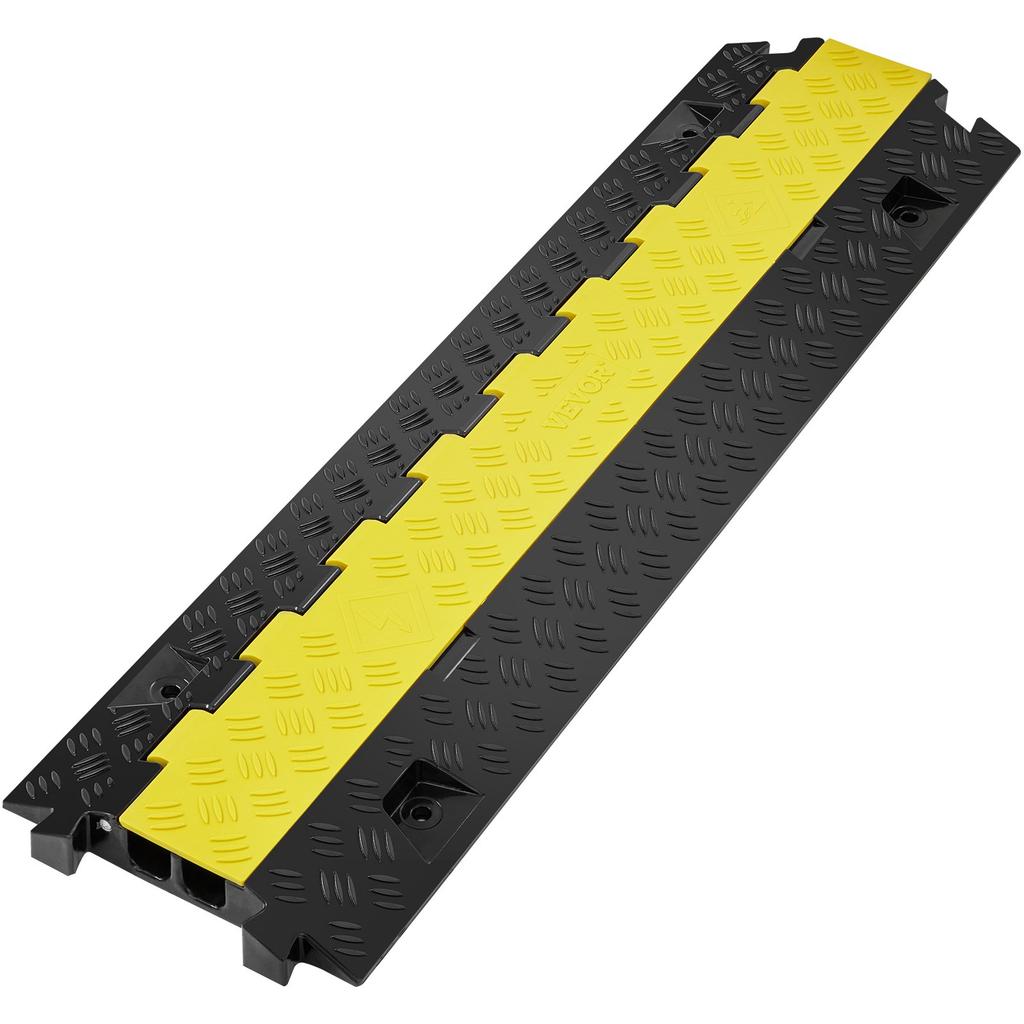 VEVOR Cable Protector Ramp, 91.8x25x4.3 cm 2 Channel, 9979 kg/axle Capacity Heavy Duty TPU Wire Cord Cover Ramp Hose Protector Ramp Driveway