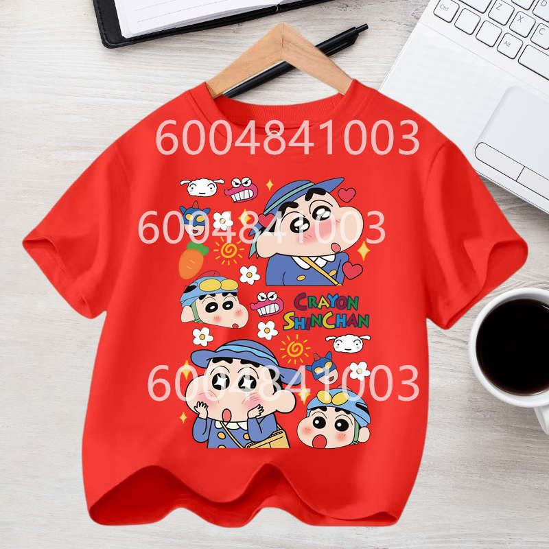 Crayons Shinchan Children T Shirt Kawaii Cartoon Boy Girl Short Sleeve Tee Shirt Summer Kids Clothes Anime Toddler Colour Tops