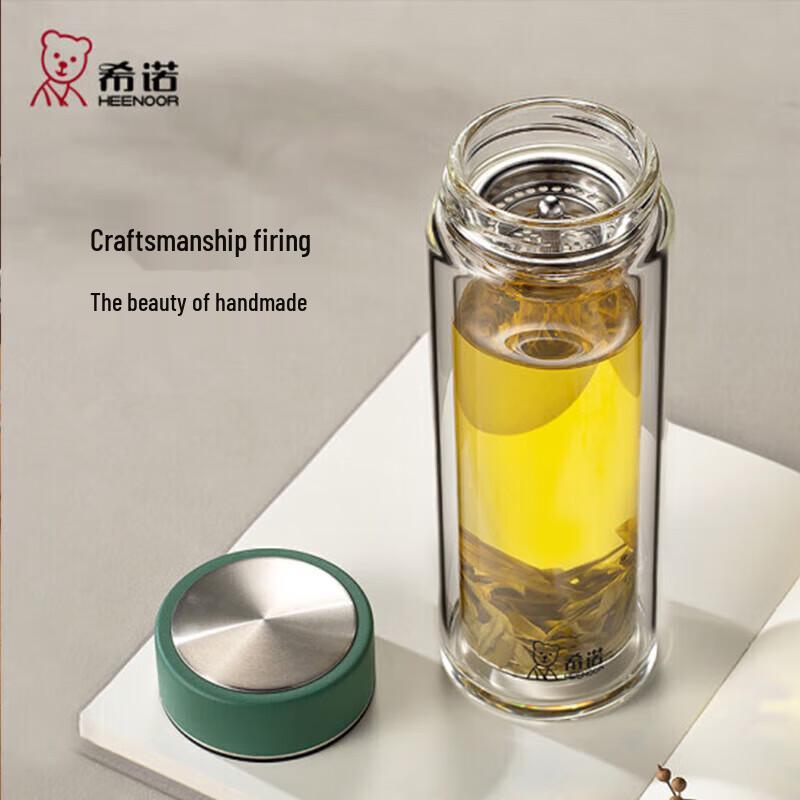 Heenoor Double-Wall Portable Glass Tea Cup