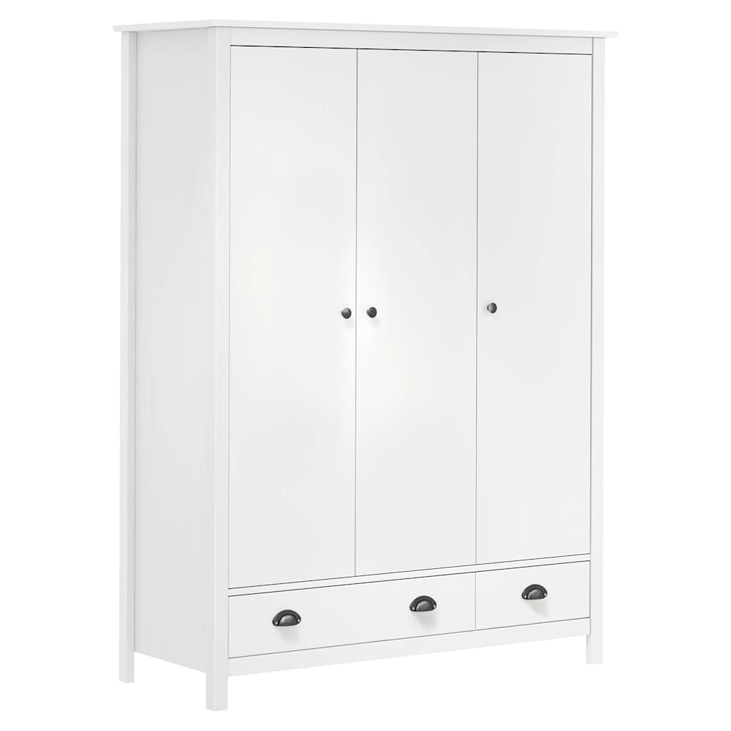 3 Door Wardrobe Hill White 127 x 50 x 170 cm Pine Wood