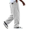 Men Corduroy Straight Leg Loose Fit Solid Casual Trousers