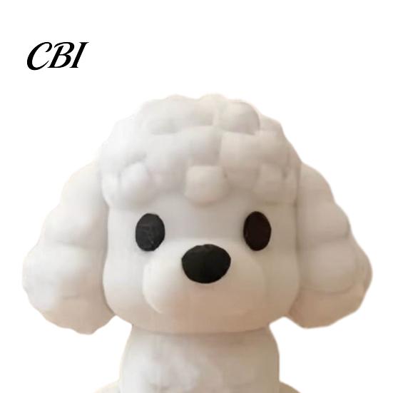 Modern Dog Statue 3D Printed White Poodle Figurine, Cute Mini Teddy Desk Decor with Matte Figurine Matte, Minimalist Tabletop Ornament for Bookshelf