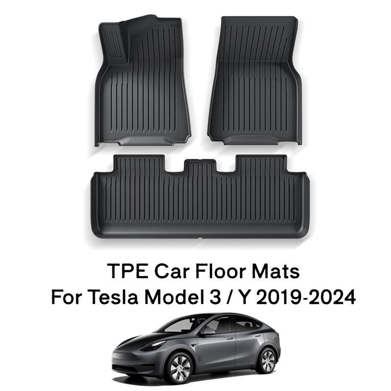 Car Floor Mats for Tesla Model 3 Y 2017-2024 All Weather Waterproof Non-slip TPE Left Right Driving Floor Liner Anti Dirty Pads