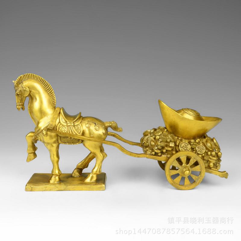 Бронзовая Конная Повозка Юаньбао Украшение Зодиакальная Лошадь Повозка Домашний Декор Церемония Открытия Ремесленное Подарок