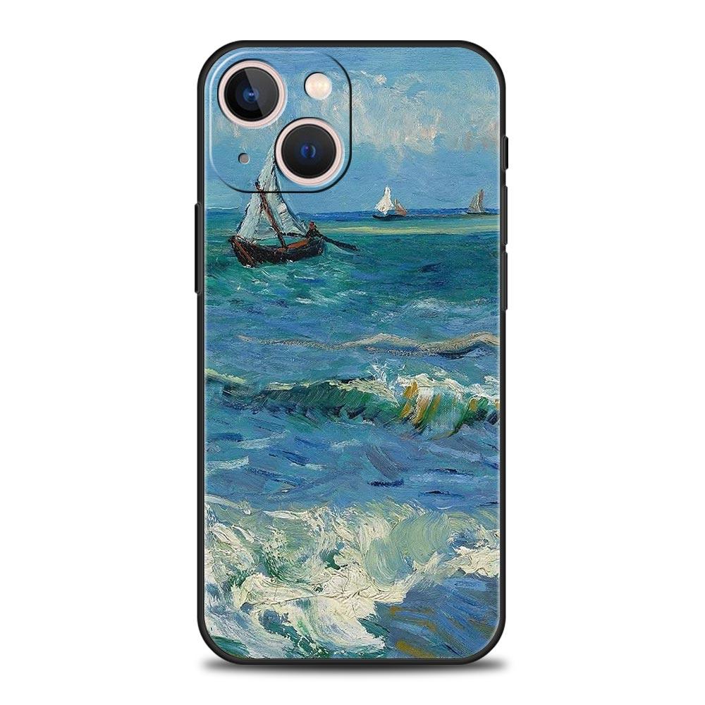 Claude Monet Garden Paint Art Phone Case For iPhone 17 16 15 Pro Max 11 12 13 14 7 8 Plus SE 2020 X XR XS Cover Soft Black