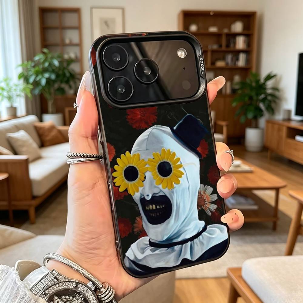 Арт C-Clown ужасы T-Terrifer Чехол для телефона Для iPhone17,16,15,14,13,12,11Plus,Pro Max,XS,Красочный Серебристый Чехол для телефона Funda Cover