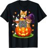 Cute Kittens Pumpkin Halloween Spooky Season Men Women  Unisex T-Shirt