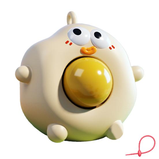 Игрушка Вареное яйцо с вытекающим желтком на шнурке для снятия стресса, мультяшное яйцо для сжимания