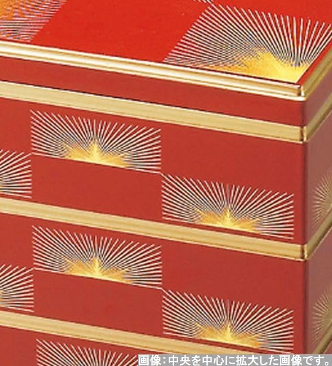 J-kitchens Outdoor Lunch Box (Lunch Box) Made in Japan, 3 Tiers, 6-inch, Saikōgō, Heavy Red Pine Needle Checkered Pattern, 18.0cm x 18.0cm x 16.2cm