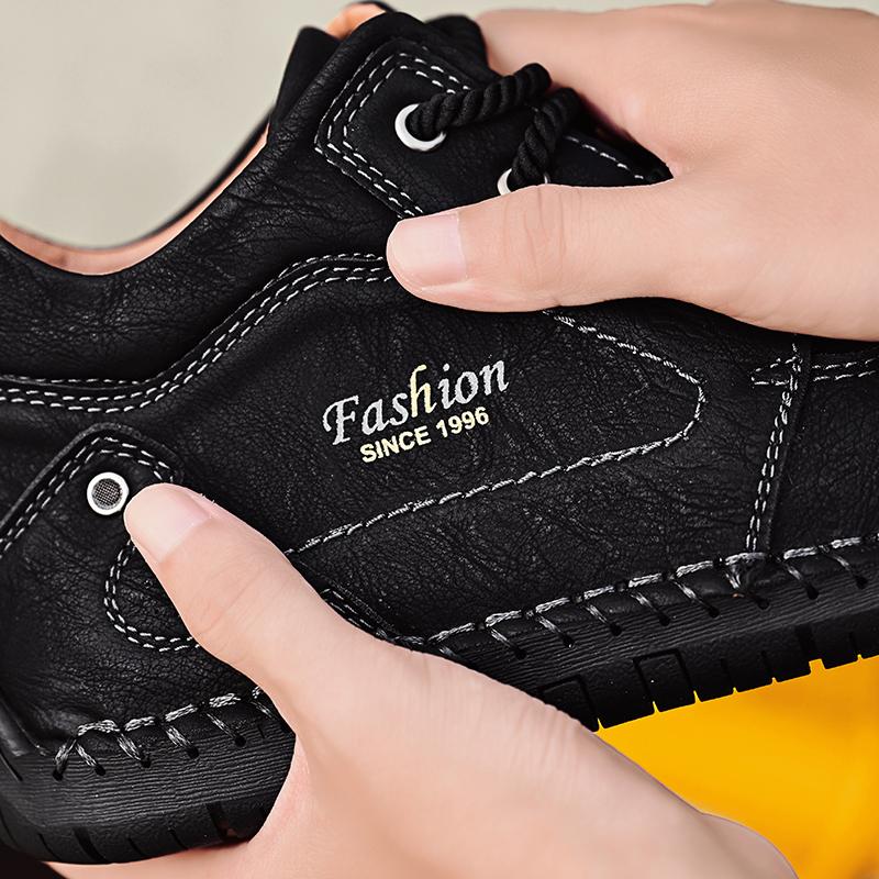 39-46 Мужская повседневная обувь среднего размера, уличная кожаная обувь, туфли большого размера на плоской подошве ручной работы