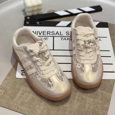 Летняя женская сетчатая обувь на плоской подошве, с мягкой подошвой, с жемчугом и стразами, универсальная, новая доска, удобная, дышащая и нескользящая