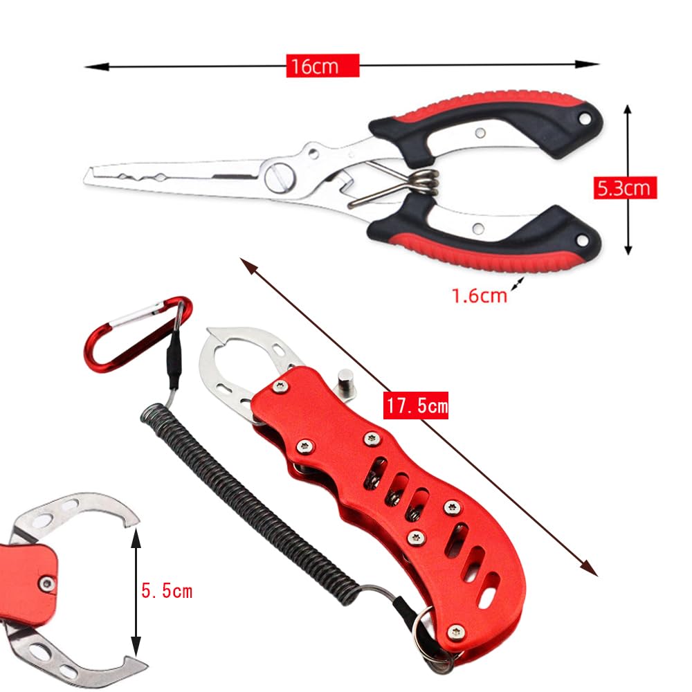 Fish Fish Fishing Hook Made of Ultra Comes with Safety Rope and Storage Case Pliers, Grip, Pliers, Remover, Aluminum, Multifunctional, Light, (2