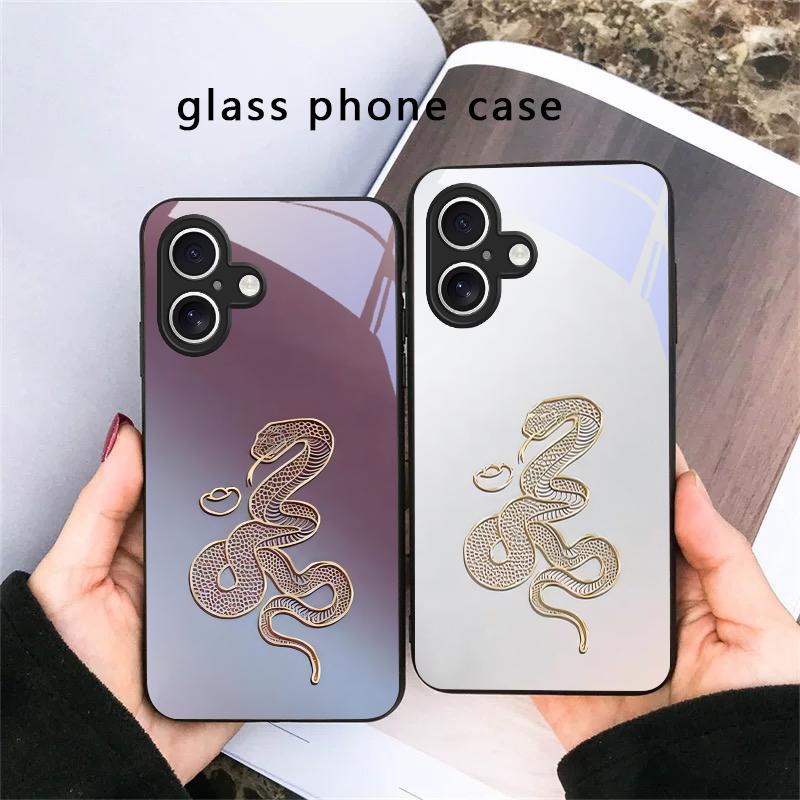 Секретный узор Xuanjin Для iPhone 17 Air 16 E 15 Plus 14 Pro Max 13 12 mini 11 5 6 7 8 Plus XR XSMax SE Черный стеклянный чехол для телефона
