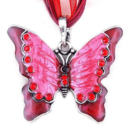 Винтажное женское эмалированное ожерелье с подвеской в форме бабочки и стразами, вечерние ювелирные изделия, подарок