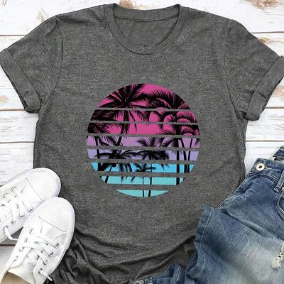 Модная женская футболка с круглым полосатым принтом дерева, забавная повседневная футболка с круглым вырезом и короткими рукавами, летняя женская футболка