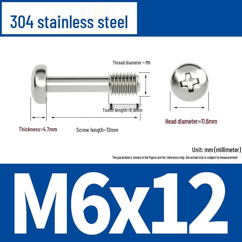 Yigu 304 Stainless Steel Phillips Round Head Captive Screws - M2/M3/M4 Half Thread Pan Head Machine Screws